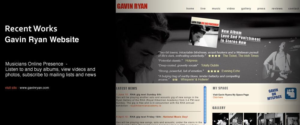 Gavin Ryan - artists website development
